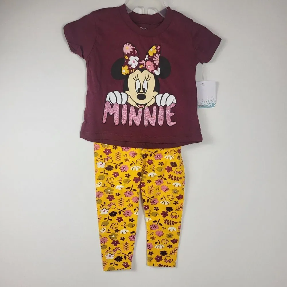 4 12 Months Girls 2-3 Pc Outfits Disney Minnie‎ Mouse Princess Mermaid Unicorns